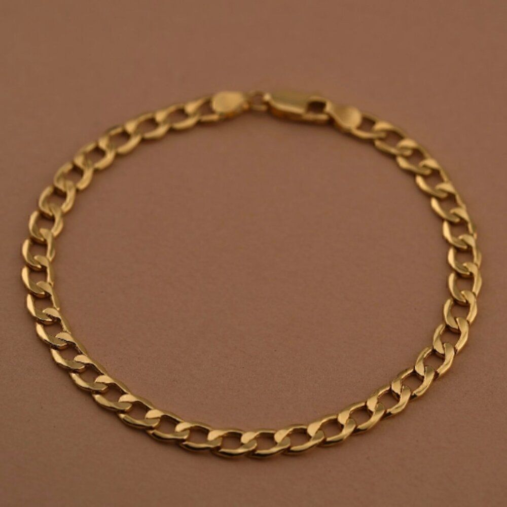 14K Real Gold 4.8 mm Cuban Chain Bracelet | Birthday Gift | Real Gold Cuban |